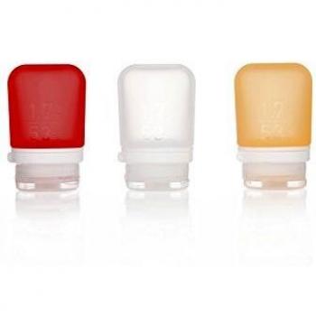Humangear GoToob + Silikon Reise Flasche, 3er Set, (50 ml), Transparent/Rot/Orange