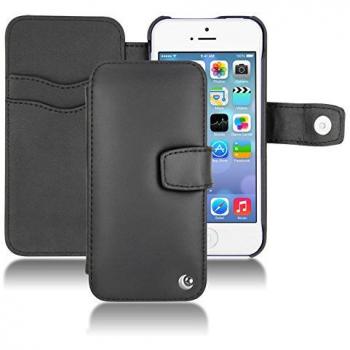 Cover wallet in pelle nera, compatibile con iPhone 5S