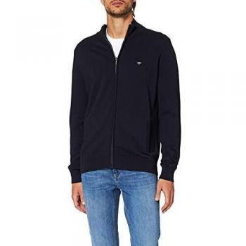 FYNCH-HATTON Herren Cardigan-Zip Strickjacke, Blau (Navy 690), Small