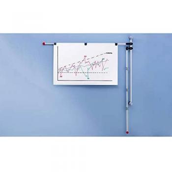 Maul Tableau mural Hebel avec 2 supports ajustables 132 cm et 6 pinces magnétiques en aluminium noir/gris