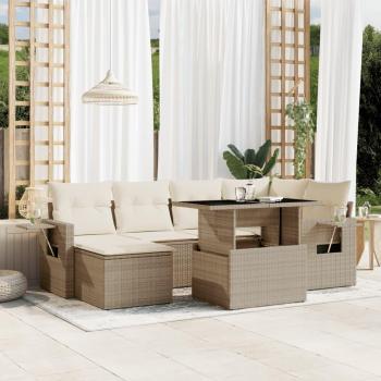 Suite de jardin VidaXL : 7 coussins en résine tressée, style beige, pack complet