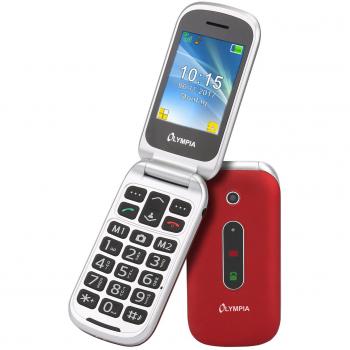 Altersgerechtes Klapphandy Olympia Mira 2G – Rot/Silber