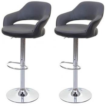 Seul Tabouret de Bar MENDLER HWC‑F16 Similicuir Gris-Blanc