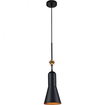 Suspension Étoile 1 lumière Ø 17,8 cm noir mat et feuille d'or