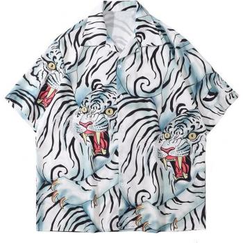 Bonita Vida Men's Short Sleeve Hip Hop Tiger Shirt