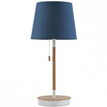 Lámpara de Mesa E27 en Madera Azul con Carga USB