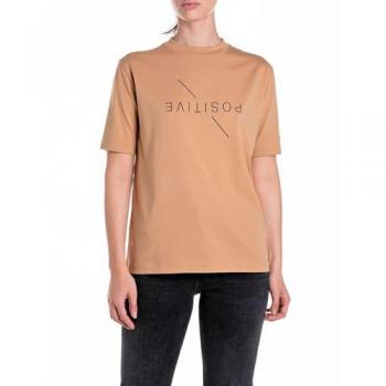 T-shirt in Cotone, Maniche Corte, Colore Tan, Taglia S Donna