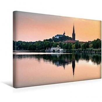 Textil-Leinwand 45×30 cm, Querformat: Plöner Ortskern mit Schloss & Kirche – Dreegmeyer