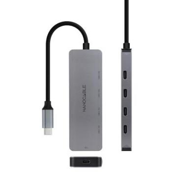 NANO KABEL Aluminium USB-C Hub, 4 Ports, 10 cm, Grau