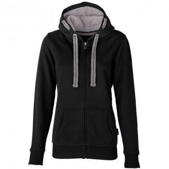 HRM Damen Hooded Jacket – Moderne Schnittfigur, schwarzes Zip‑T-Shirt
