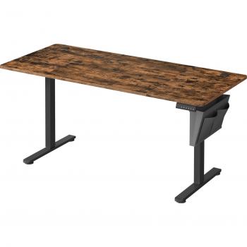 Table Assis‑Debout 70×160 cm, Hauteur Électrique Ajustable, Songmics, Marron Rustique/Noir