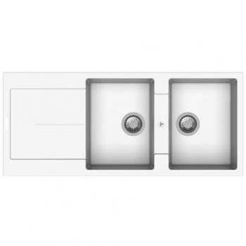 Samet Lavello 2 vasche gocciolatoio bianco 116x50 cm