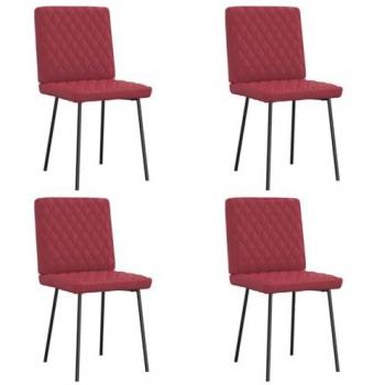 Sedie da Sala Rosso Vino 4 pezzi, finitura similpelle