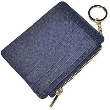 Ehsbuy Zipper Coin Purse Keychain Wallet in Leather for Women & Men