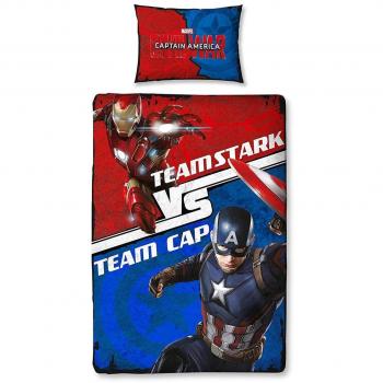 Marvel „Captain America: Bürgerkrieg“ Bettbezug‑Set (Polyester/Polyester-Baumwolle), mehrfarbig, Einzelteller
