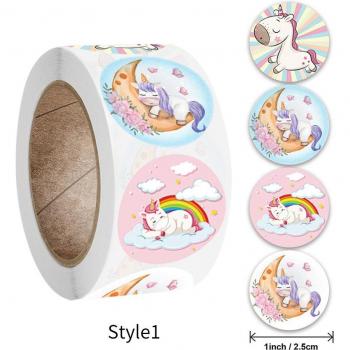 Rouleau d'autocollants décoratifs licorne, 500 pièces