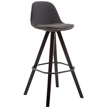 Tabouret de bar Franklin en tissu avec repose-pieds gris foncé