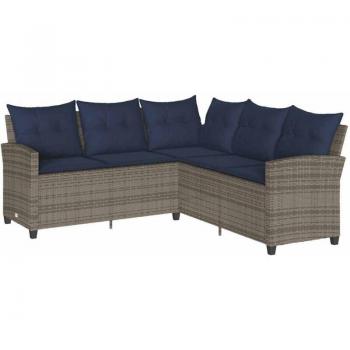 Salon terrasse VidaXL L coussin gris tressé