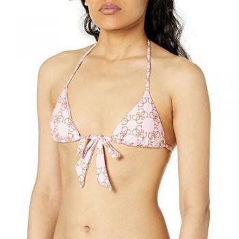 GUESS Damen „Tie“ Bikini-Top, gepolsterte Print-Triangle, Waschout Pink, Größe M