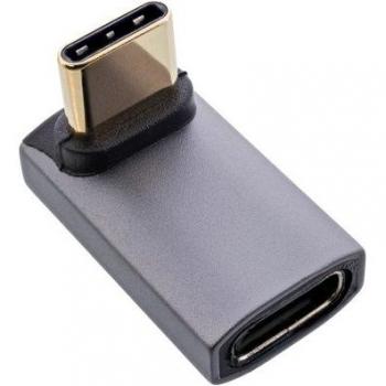 Aluminium USB‑4 InLine® Adapter – gebogene USB‑C Stecker/Buchse, Grau