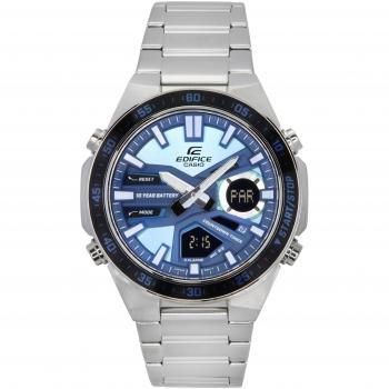 Casio Edifice Blue Dial 100M Quartz: Dual Display Wristwatch – EFV‑C110D‑2B