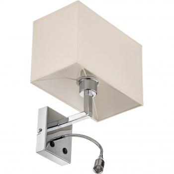 LED Wall Sconce for Hotels, White Textile, 2-Bulb Reading Lamp