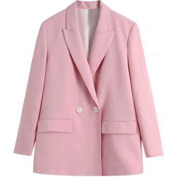 Ropa femenina chic blazer rosa de manga larga
