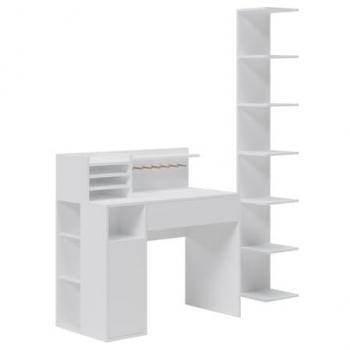 Vicco bureau 2 parties blanc avec bibliothèque