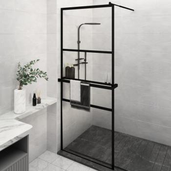 Paroi de Douche avec Étagère en Verre ESG Noir 80x195 cm
