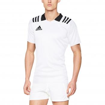 Adidas Herren Rugby‑T-Shirt 3‑Streifen – Fitted, Weiß, S