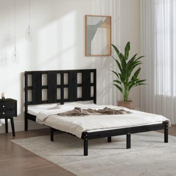 Vidaxl Cama doble en madera maciza negra 120x190 cm