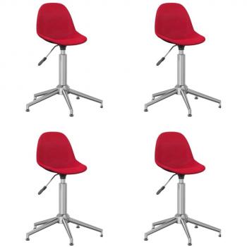 Set di Sedie da Pranzo Girevoli 4 pz Rosso Vino in Tessuto