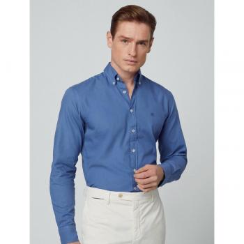 Camisa Manga Larga Oxford Azul Hackett