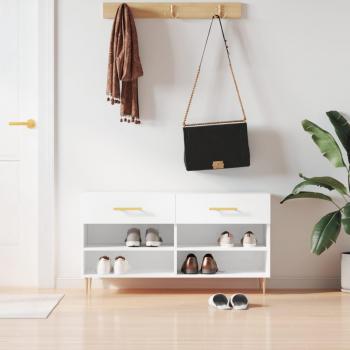 Banco zapatero madera de ingeniería 102x35x55 cm Color Blanco