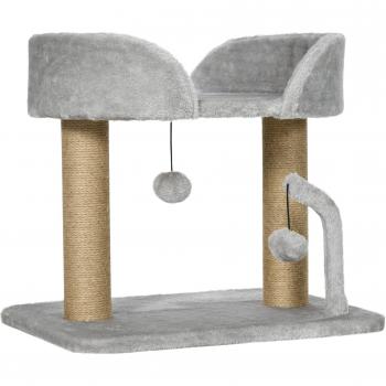 Arranhador e Cama para Gatos 42 cm com Postes de Juta e Brincadeiras