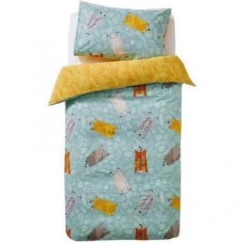 Set copripiumino Little Furn Wild Friends in teal