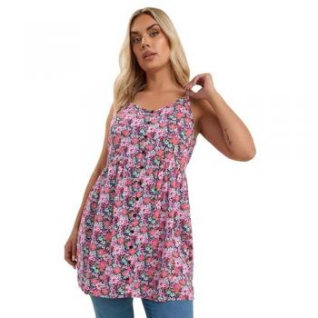 Women’s Dark Pink Floral Button Vest – Size 34-36