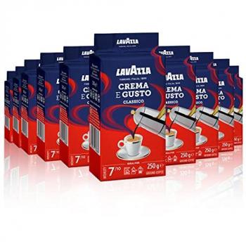 Café Molido Lavazza Crema e Gusto Clásico 10×250 g – Tueste Oscuro