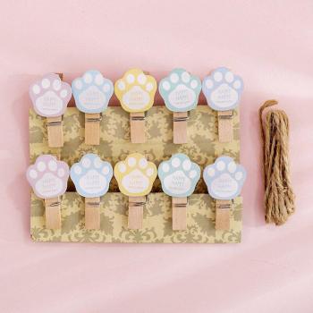 DIY Colorful Wooden Photo Clips with Hemp Rope (10 Pieces)