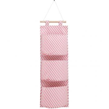 Wall-Mounted Storage Bag with 3 Pockets for Cosmetics and Toys
