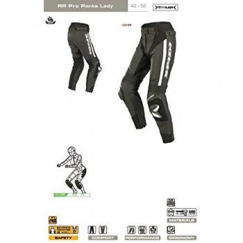 Schutzhose Spidi RR Pro für Damen, Schwarz/Weiß, Leder, Größe 42