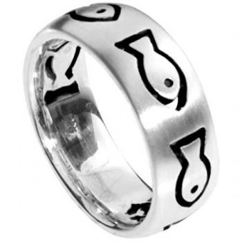 Ostsee-Schmuck Ring „Fisch“ – Silberschmuck, 1‑Stück, Gr. 54