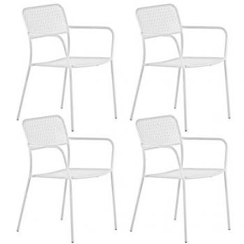 Conjunto de 4 sillas de jardín Aura con diseño floral en metal blanco