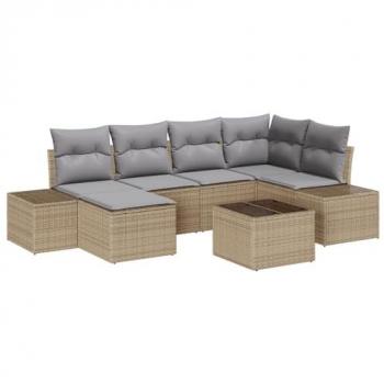 Vidaxl Garden Seating Collection – 7 Units, Beige/Lite Grey, 264x154x85 cm
