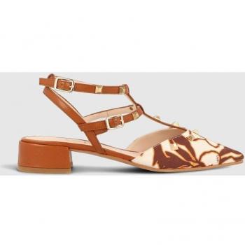 Zapatos de mujer Lodi destalonados en diseño de hojas marrón
