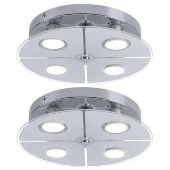 Plafonnier salon LED chromé – verre satiné – 4×3 W, 250 lm, 3000 K
