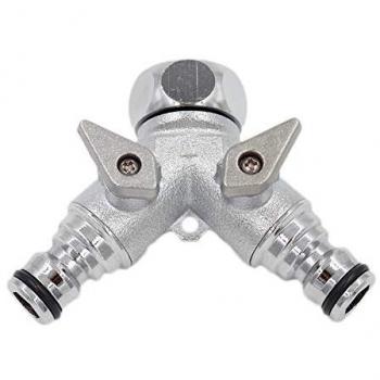 SpiceFlow 2-Fach Y-Verteiler | Chrom/Messing | Für 1/2 Zoll Schnellverbinder | Anschluss 3/4 Zoll Innengewinde