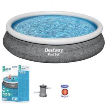 Fast Set Rattan Pool 457x84cm, gonfiabile, con pompa e filtro cartuccia