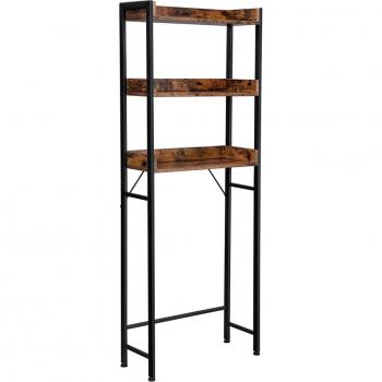 Étagère WC 63x165x25 cm, design industriel en bois brun, rustique, multifonction