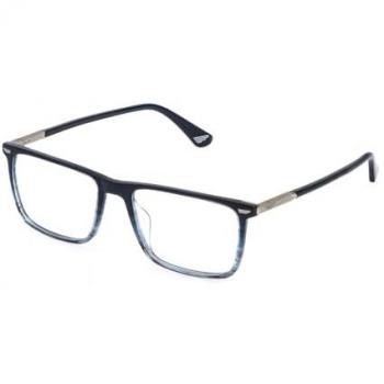 Police VPLQ68 Crossroads 1 Men’s Blue Eyeglasses – Size 55 – Blue‑Light Blocking